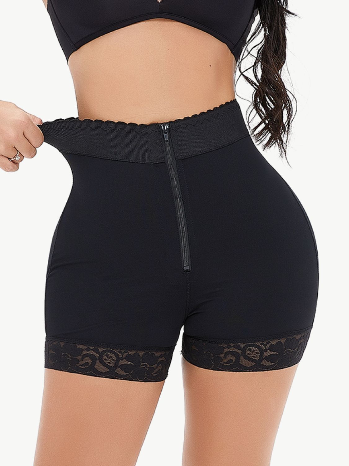 Sleek &amp; Sculpt Zip-Up Lace Shaping Shorts - SleekrMe