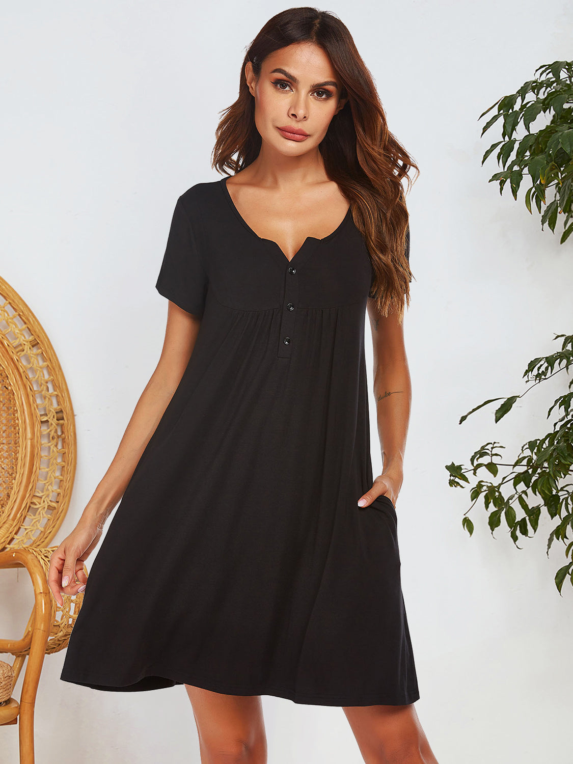 Chill Chic Notched Pocket Lounge Dress - SleekrMe