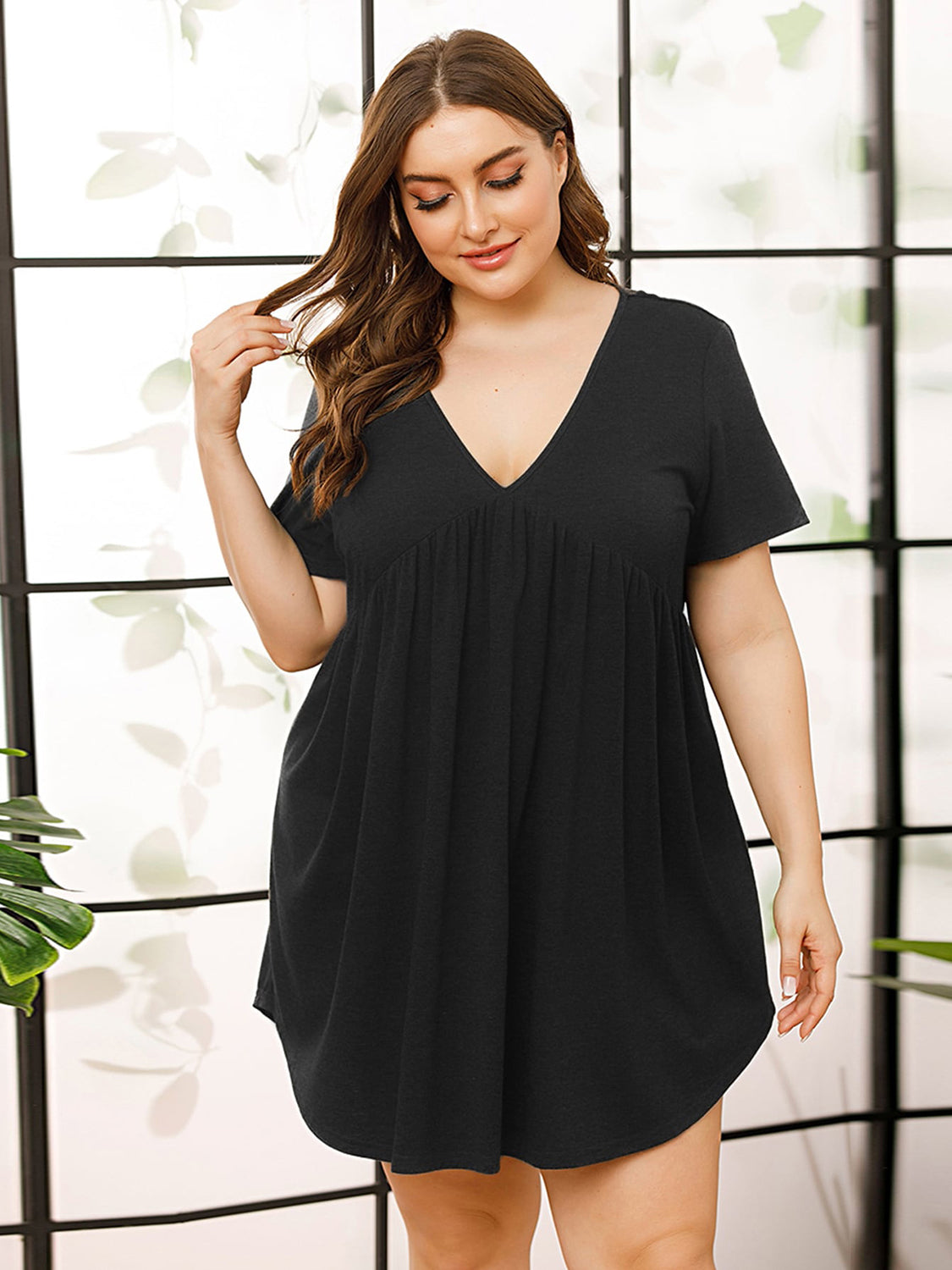 Effortless Comfort V-Neck Lounge Dress - SleekrMe