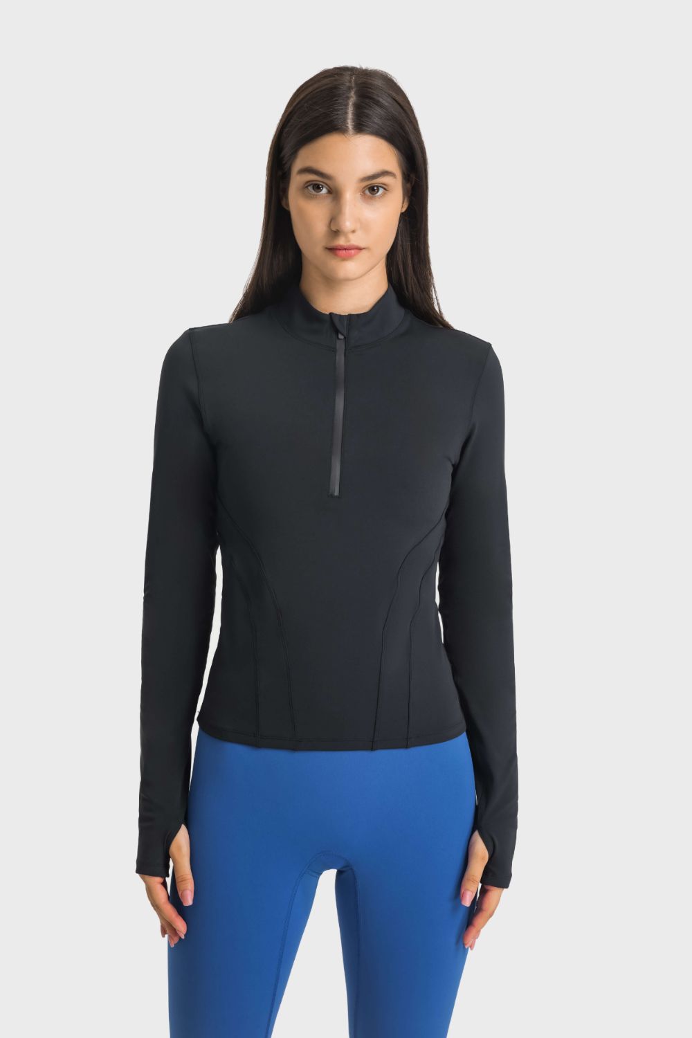 Zen Flex Half-Zip Thumbhole Sports Top - SleekrMe