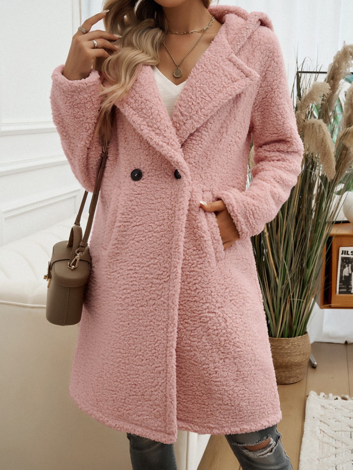 Snuggle Up Teddy Hooded Coat with Pockets - SleekrMe