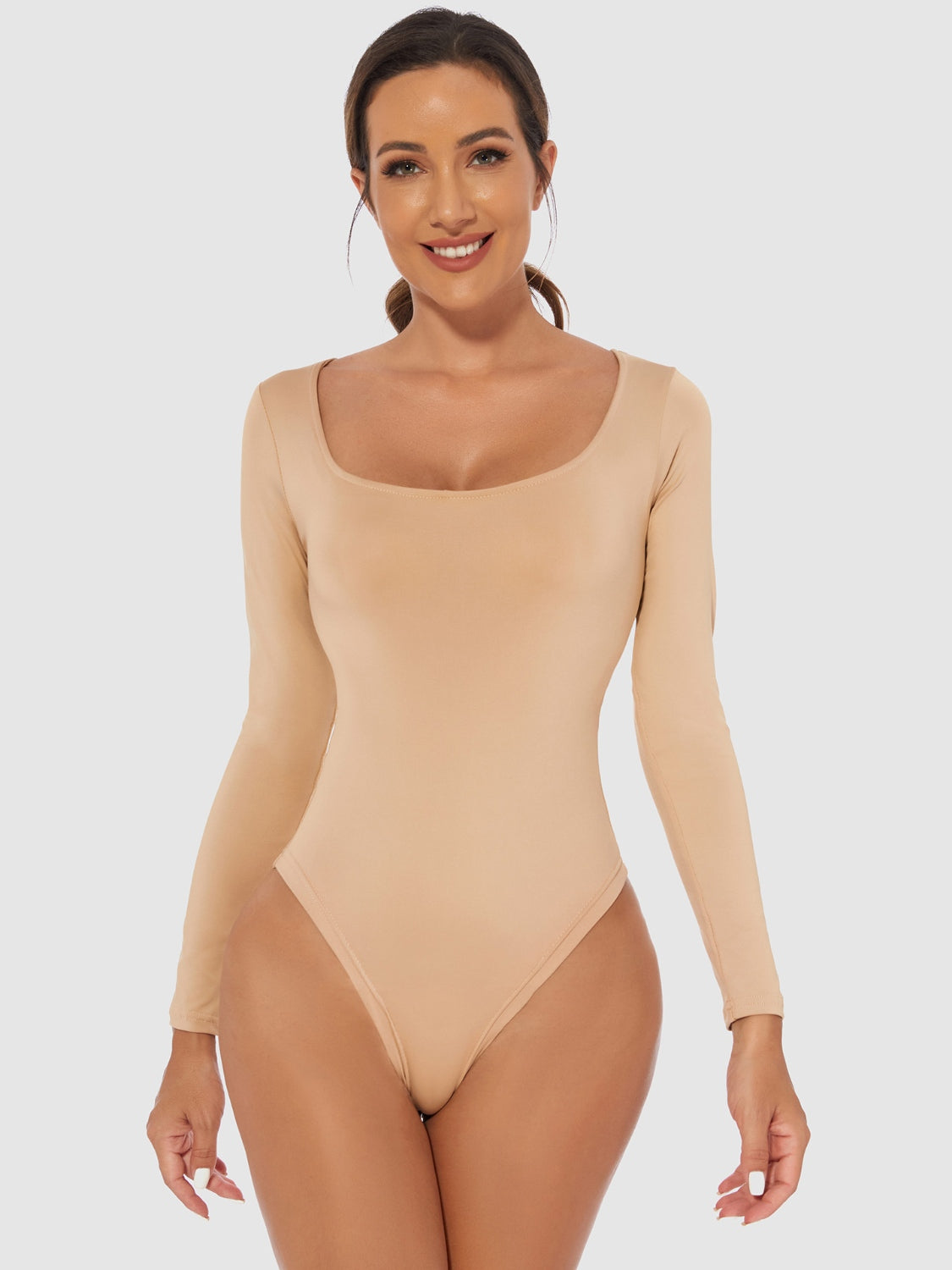 Simply Sleek Scoop Neck Long Sleeve Bodysuit - SleekrMe