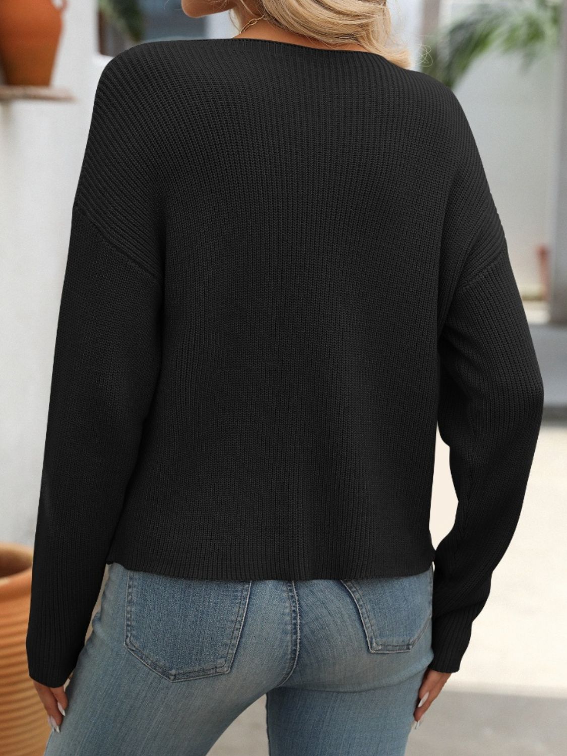 Cozy Chic Round Neck Pocketed Sweater - SleekrMe