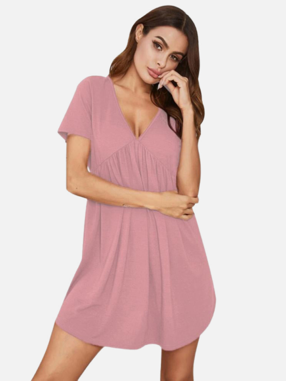 Effortless Comfort V-Neck Lounge Dress - SleekrMe