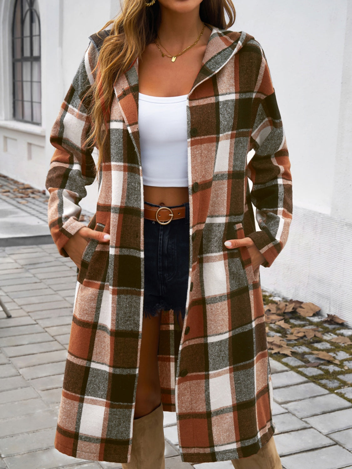 Urban Elegance Plaid Hooded Coat - SleekrMe