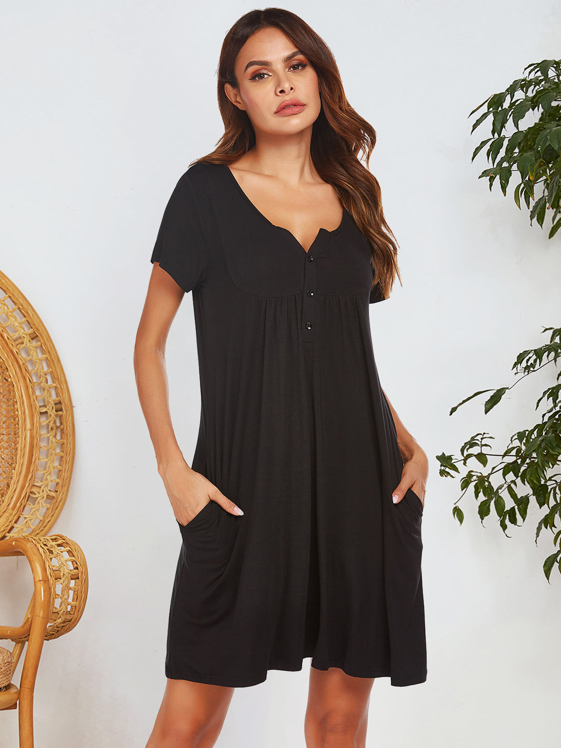 Chill Chic Notched Pocket Lounge Dress - SleekrMe