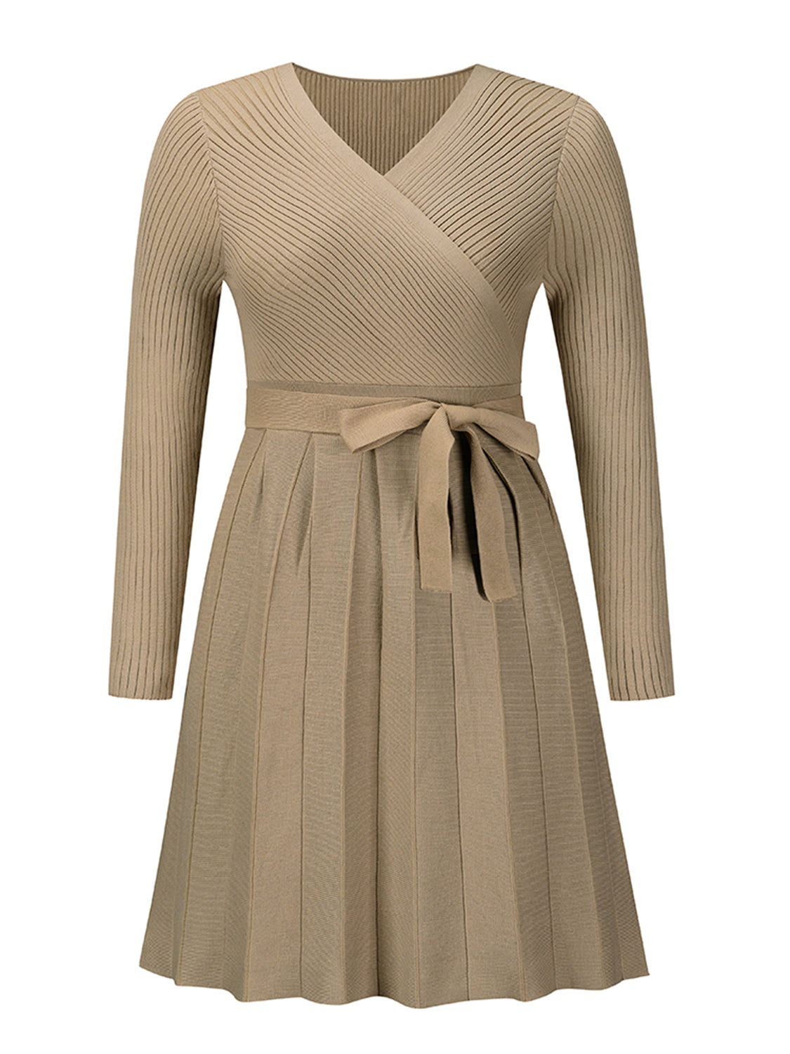 Elegance Wrapped Surplice Tie Sweater Dress - SleekrMe