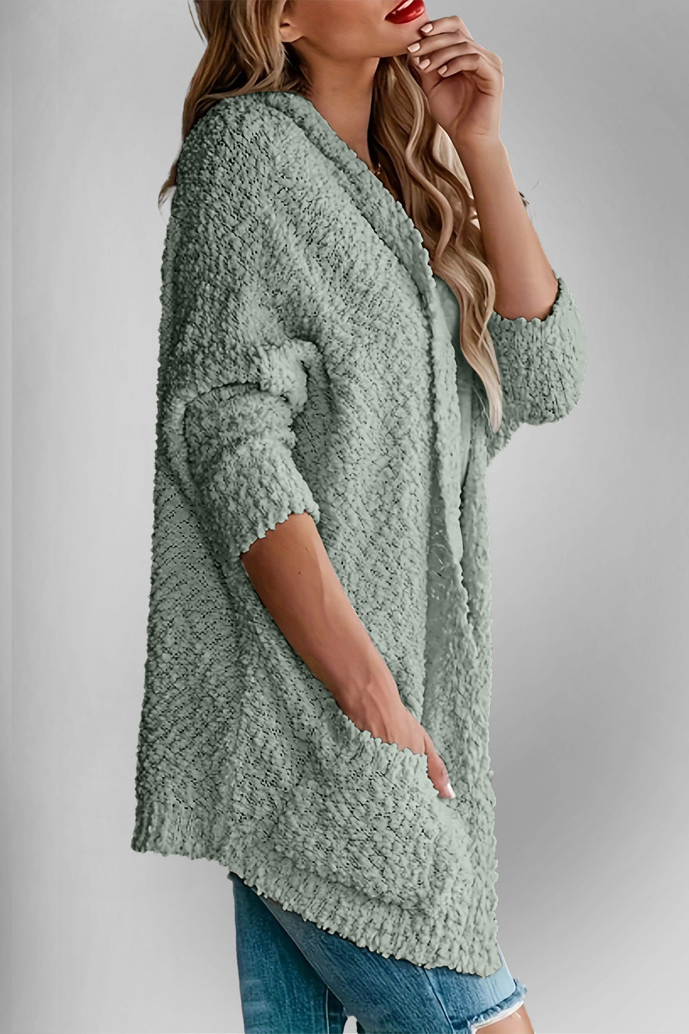 Chic Comfort Open Front Cardigan with Pockets - SleekrMe