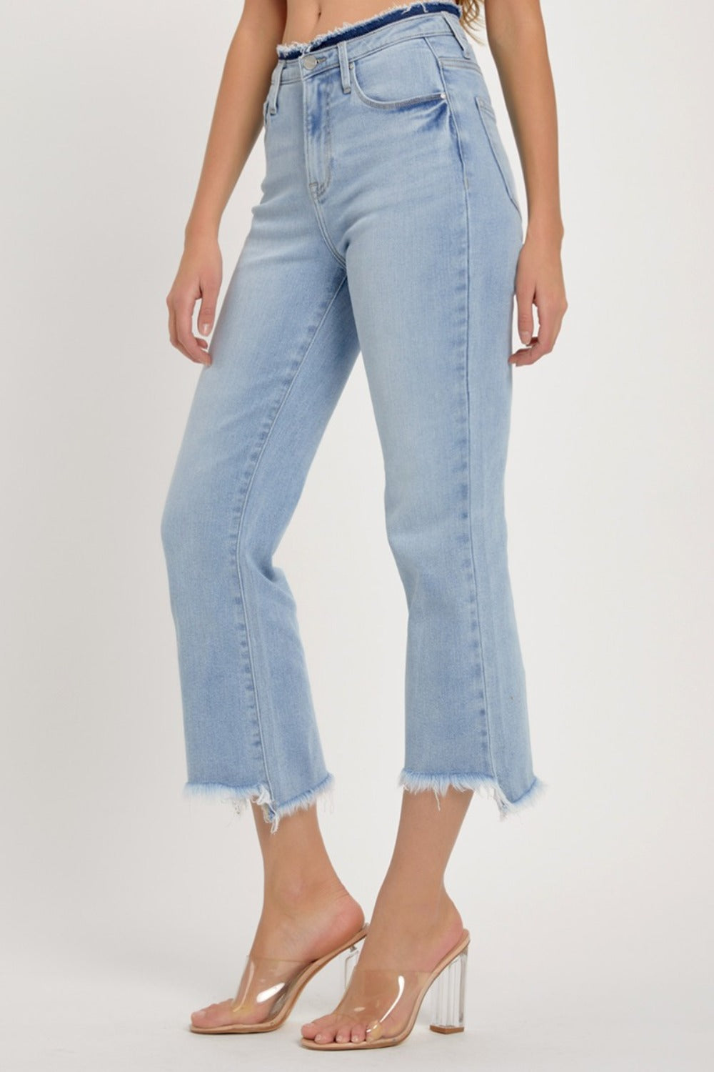 High Rise Raw Edge Crop Jeans – Edgy Comfort - SleekrMe